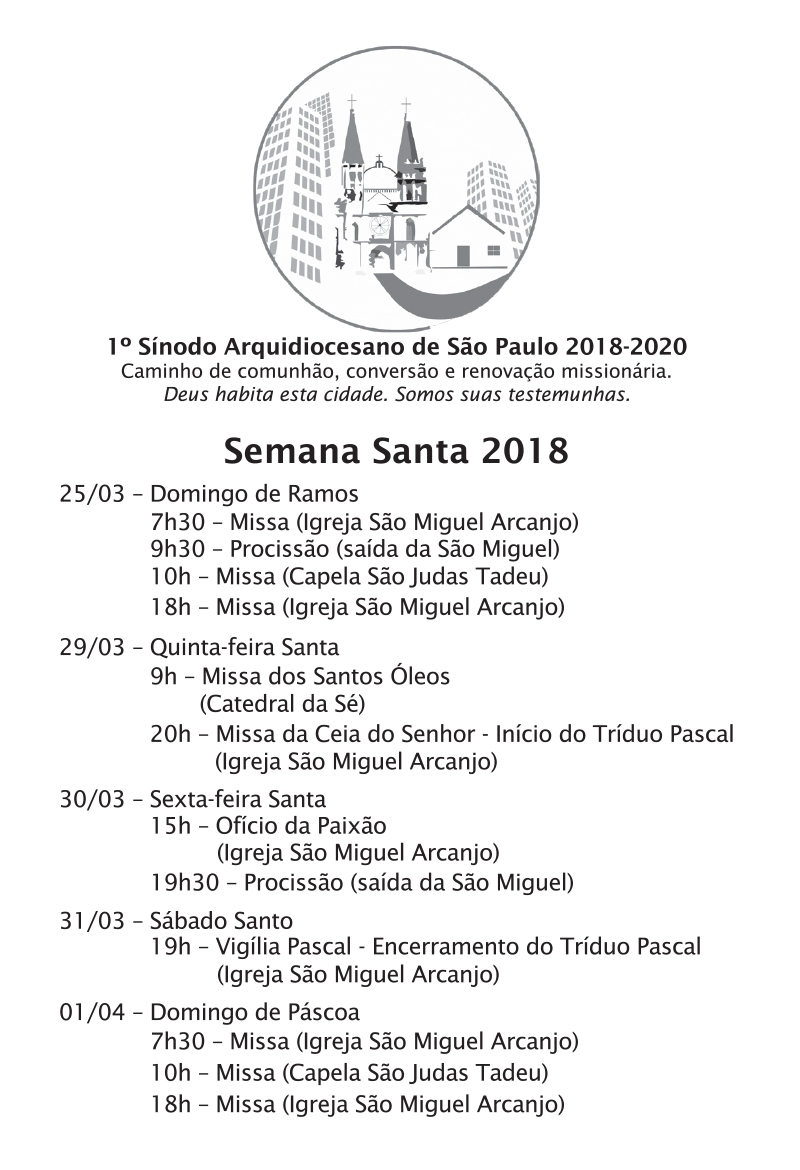 Programação da Semana Santa de 2018